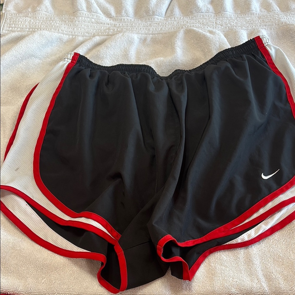 Nike Black and Red Athletic Shorts Lightweight Design